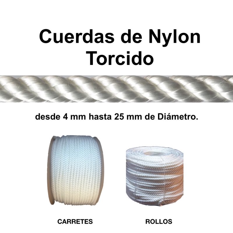 10 Cordeles y Cabos de Nylon Torcido