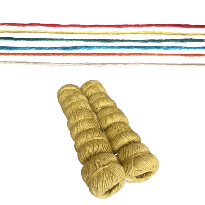 Hilo de Yute Color Amarillo 2mm en Ovillos de 100Grs. (Pack de 10 Ovillos)