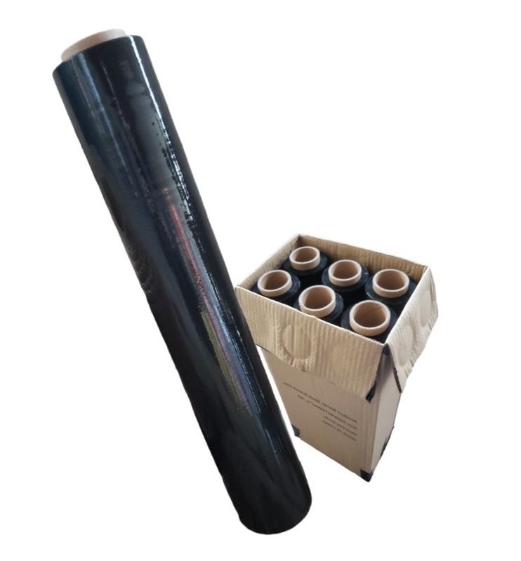 Caja 6 Rollos Stretch Film Negro 500mm x 20 Mic x 1Kg Neto/Rollo